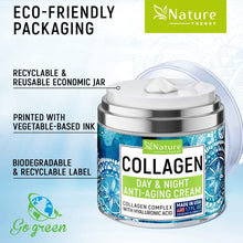 Load image into Gallery viewer, Collagen Cream - Anti Aging Face Moisturizer - Day & Night - Made in USA - Natural Formula with Hyaluronic Acid & Vitamin C - Cleanse, Moisturize, and Protect Your Skin