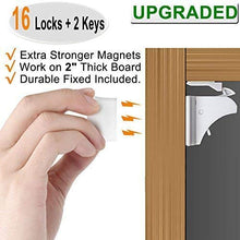 Load image into Gallery viewer, 16 Pack Child Safety Magnetic Cabinet Locks - Vmaisi Children Proof Cupboard Baby Locks Latches - Adhesive for Cabinets & Drawers and Screws Fixed for Durable Protection