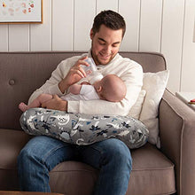 Load image into Gallery viewer, Boppy Original Nursing Pillow and Positioner, Gray Dinosaurs, Cotton Blend Fabric with Allover Fashion