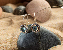 Load image into Gallery viewer, Ahura Mazda Collection Handmade Sterling Silver Aquamarine Earrings for Women, Genuine March Birthstone Filigree Jewelry with Small Crystal Zircon, 925 Handcrafted Aqua Blue Earring Gift