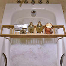 Load image into Gallery viewer, Sunningdale Luxury Bathtub Tray Caddy 100% Bamboo Bathtub Caddy Bathroom Shower Organizer for Shampoo, Soap, Razors, and Much More Bamboo Bathtub Tray