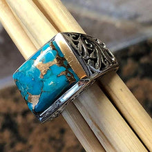 Load image into Gallery viewer, Gorgeous Blue Mohave Copper Turquoise 925 Sterling Silver Men's Ring Size 7, 8, 9, 10, 11, 12, 13