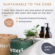 Load image into Gallery viewer, Betterway Bamboo Toilet Paper 3 PLY - Eco Friendly, Sustainable Toilet Tissue - 12 Double Rolls & 360 Sheets Per Roll - Septic Safe - Organic, Plastic Free, Compostable & Biodegradable - FSC Certified