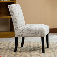 Load image into Gallery viewer, Roundhill Furniture Botticelli English Letter Print Fabric Armless Contemporary Accent Chair, Single