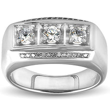 Load image into Gallery viewer, 1ct Diamond Mens Three Stone Wedding Anniversary Ring 10k White Gold - Size 12