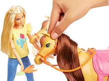 Load image into Gallery viewer, Mattel Barbie Hugs 'n Horses Playset with Barbie and Chelsea Dolls, 2 Horses and 15+ Accessories for Kids 3 Years Old and Up