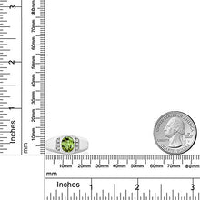 Load image into Gallery viewer, Gem Stone King 1.39 Ct Oval Green Peridot White Created Sapphire 925 Sterling Silver Men's Ring (Size 9)