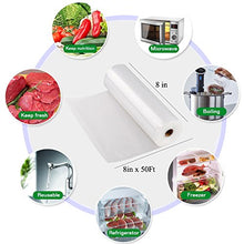 Load image into Gallery viewer, FungLam Vacuum Sealer Bags - 2 Pack 8" x 50' Commercial Grade Sealer Saver Rolls for Foodsaver and Sous Vide (Total 100 feet)