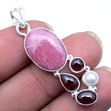 Load image into Gallery viewer, Silver Palace 925 Sterling Silver Natural Rhodochrosite,Rubilite Pendants for Women and Girls