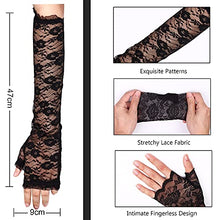 Load image into Gallery viewer, UBGICIG 6Pairs Black Lace Gloves Fingerless Gloves Long for Women Elegant Short Gloves Bridal Gloves for Wedding Dinner Parties Cosplay 1920s Gloves for Ladies and Egirls