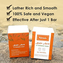 Load image into Gallery viewer, Kojic Acid Vitamin C & Turmeric Soap 3 Bars | Dark Spots Hyperpigmentation Helps Even Skin Tone – 100% Natural Vegan Ingredients