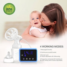Load image into Gallery viewer, Bellababy Double Electric Breast Feeding Pumps Pain Free Strong Suction Power Touch Panel High Definition Display,Come with 24mm Flanges