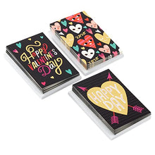 Load image into Gallery viewer, Hallmark Kids Mini Valentines Day Cards Assortment, 18 Cards with Envelopes (Gold Foil Happy Hearts) Gold Happy, 5ETV1031