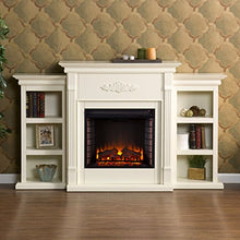 Load image into Gallery viewer, SEI Furniture Tennyson Electric Bookcases Fireplace, Ivory