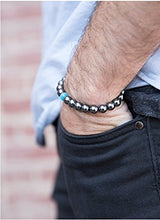 Load image into Gallery viewer, Believe London Hematite Magnetic Therapy Bracelet with Jewelry Bag & Meaning Card | Strong Elastic | Precious Natural Stones Healing