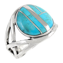 Load image into Gallery viewer, Sterling Silver Ring with Genuine Turquoise (SELECT color) (Turquoise Inlay, 6)