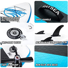 Load image into Gallery viewer, RAYSEA Inflatable Stand Up Paddle Board 10'6"x32"x6" (18.6lbs) Ultra-Light SUP with Accessories Backpack,Non Slip Deck,Paddle,Leash, Pump, Fin,Youth & Adult Stand Up Boat