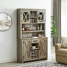 Load image into Gallery viewer, Home Source Jill Zarin Tall Cabinet in Grey Wash Finish with Glass Doors
