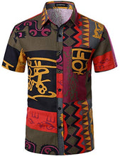 Load image into Gallery viewer, LucMatton Men's Summer Linen Floral Print Short Sleeve Button Down Hawaiian Shirts Beach Vacation Tops Grey Orange Large