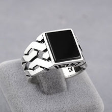 Load image into Gallery viewer, chimoda Mens Silver Ring with Black Onyx Stone in 925 Sterling Turkish Handmade Jewelry Men’s Rings (10)
