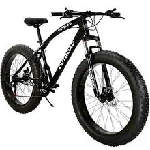 Load image into Gallery viewer, Max4out Fat Tire Mountain Bike 21 Speed Shimano Derailleur, with High Carbon Steel Frame, Double Disc Brake and Front Suspension Anti-Slip Bikes with 26 inch Wheels, Black
