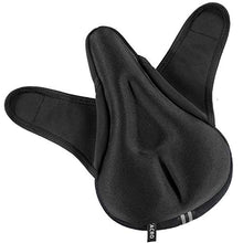Load image into Gallery viewer, Zacro Gel Bike Seat Cover - Extra Soft Gel Bicycle Seat with Cross Straps and Reflecting Strip of The Bottom, Bike Saddle Cushion with Water&Dust Resistant Cover (Black)