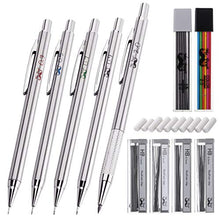 Load image into Gallery viewer, Mr. Pen- Metal Mechanical Pencil Set with Lead and Eraser Refills, 5 Sizes, 0.3, 0.5, 0.7, 0.9, 2mm, Drafting, Sketching, Architecture, Drawing Mechanical Pencils, Metal Mechanical Pencils