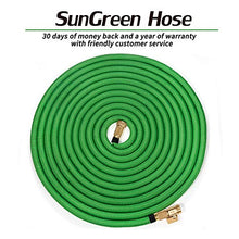 Load image into Gallery viewer, SunGreen 50ft Garden Hose, All New 2019 Expandable Water Hose with 3/4" Solid Brass Fittings, Extra Strength Fabric - Flexible Expanding Hose with Free Storage Bag