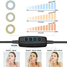 Load image into Gallery viewer, 10" Selfie Ring Light with Tripod Stand & Cell Phone Holder for Live Stream/Makeup, Dimmable Led Camera Ringlight for YouTube TikTok/Photography Compatible for iPhone and Android Phone