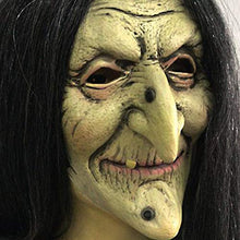 Load image into Gallery viewer, Old Woman Witch Mask Green Face Halloween Creepy Scary Horror Cosplay Costume