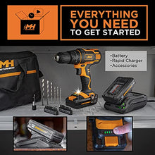 Load image into Gallery viewer, MOTORHEAD 20V ULTRA Cordless Drill Driver, Lithium-Ion, ½” Keyless Chuck, 16+1+1 Clutch, 2-Speed Transmission, Variable Speed Trigger, Built-in LED, 2Ah Battery, Charger, 22 Accessory Bits, USA-Based