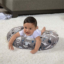 Load image into Gallery viewer, Boppy Original Nursing Pillow and Positioner, Gray Dinosaurs, Cotton Blend Fabric with Allover Fashion