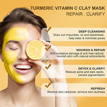 Load image into Gallery viewer, ANAIRUI Turmeric Vitamin C Clay Mask for Acne and Dark Spots, Vitamin C & E Clay Facial Mask for Blackheads, Pores, Wrinkles, Fine Lines, Hydrating, Clarifying, Cleansing Skincare Mask, 4.23 OZ
