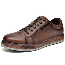 Load image into Gallery viewer, Men's Casual Oxford Dressy Sneakers Fashion Walking Shoes for Men Lychee Pattern Genuine Leather Upper Dark Brown Size 9.5