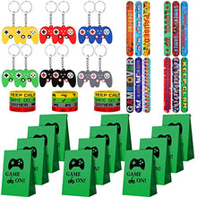 Load image into Gallery viewer, 48 Pieces Video Game Party Gift Bags Video Game Slap Bracelets Video Game Silicone Bracelets Brick Game Console Keychain with Hanging Chain for Boys Girls Video Game Birthday Party Favors Supplies