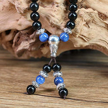Load image into Gallery viewer, COAI Multilayer Blue Kyanite and Obsidian Malas Prayer Beads Bracelet