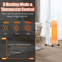 Load image into Gallery viewer, PETSITE Oil Filled Radiator Heater, 1500W Portable Space Heater with 3 Heating Modes & Adjustable Thermostat, Tip-Over & Overheat Protection, Electric Quiet Heater w/ Wheels for Home Office Indoor Use