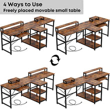 Load image into Gallery viewer, IRONCK Office Computer Desk 94.5", 2 Person Gaming Desk with Power Outlet/CPU Storage Shelves/Keyboard Tray, Long Double Studying Writing Table, Easy Assemble, Industrial Brown