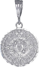 Load image into Gallery viewer, eJewelryPlus Sterling Silver Aztec Calendar Mayan Sun Charm Pendant Necklace Diamond-Cuts 20mm (with 18" Sterling Silver Rolo Chain)