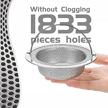Load image into Gallery viewer, 2 Pack Kitchen Sink Strainer,4.5 inches Large Wide Rim,Germany 304 Stainless Steel Sink Drain Strainer with Handle Sink Stopper,Basket Strainer