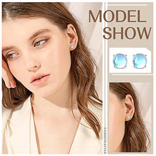 Load image into Gallery viewer, Fansilver Moonstone Earrings 925 Sterling Silver Rainbow Moonstone Stud Earrings Tiny Small Earrings Moonstone Jewelry for Women Hypoallergenic Earrings