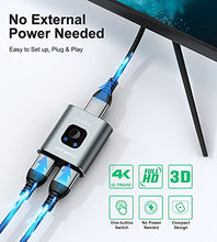 Load image into Gallery viewer, HDMI Switch 4k@60hz Splitter, GANA Aluminum Bidirectional HDMI Switcher 2 in 1 Out, Manual HDMI Hub Supports HD Compatible with Xbox PS5/4/3 Blu-Ray Player Fire Stick Roku (1 Display at a Time)