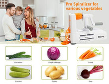 Load image into Gallery viewer, Vegetable Spiralizer Vegetable Slicer with 5 Blades, Zucchini Spaghetti Maker Zoodle Maker Veggie Pasta Maker, Strongest and Heaviest Duty Mandoline Slicer with Container, Lid, Brush