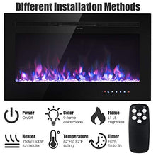 Load image into Gallery viewer, Tangkula 36" Electric Fireplace, in-Wall Recessed and Wall Mounted 750 W / 1500 W Fireplace Heater, Touch Screen Control Panel, 9 Flamer Color, Temperature Control & Timer Crystal Heater (36 inches)