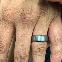 Load image into Gallery viewer, King Will Basic Men's Tungsten Carbide Ring 8mm Polished Beveled Edge Matte Brushed Finish Center Wedding Band(10.5)