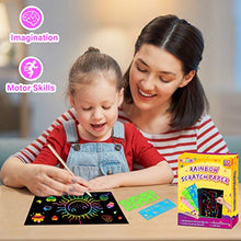 Load image into Gallery viewer, pigipigi Rainbow Scratch Paper Art - 109 Pcs Magic Scratch Off Craft Kit for Kids Color Drawing Note Pad Supply for Children Girls Boys DIY Party Favor Game Activity Birthday Christmas Toy Gift Set