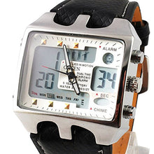 Load image into Gallery viewer, ShoppeWatch Mens Referee Sports Watch Big Square Face LED Dual Time Analog Digital Light Up Dial Stopwatch Leather Band Relojes Deportivos de Hombre Cronometros Wacht Hombre OH-112
