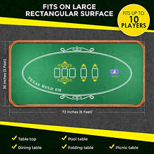 Load image into Gallery viewer, Tabletop Casino Felt Layout for Texas Holdem Poker and Blackjack - Premium Professional Grade Blackjack and Poker Mat for, Theme Party, Poker Night, Fundraisers & Gatherings