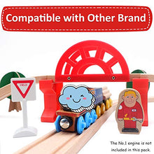 Load image into Gallery viewer, 60 Pcs Crane Train Set-Wooden Tracks & Exclusive Crane & Trains- Fits Thomas, Chuggington, Melissa- Gift Packed Toy Railway Kits- Kids Friendly Building Toy for 3+ Years Old Girls & Boys