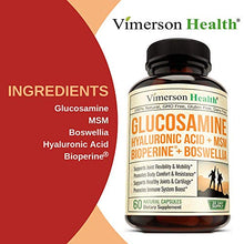 Load image into Gallery viewer, Glucosamine Sulfate with Hyaluronic Acid. Bioperine, MSM, Boswellia. Occasional Joint Pain Relief Supplement. Aids Healthy Inflammatory Response, Anti-Oxidant Properties Pills for Back, Knees, Hands